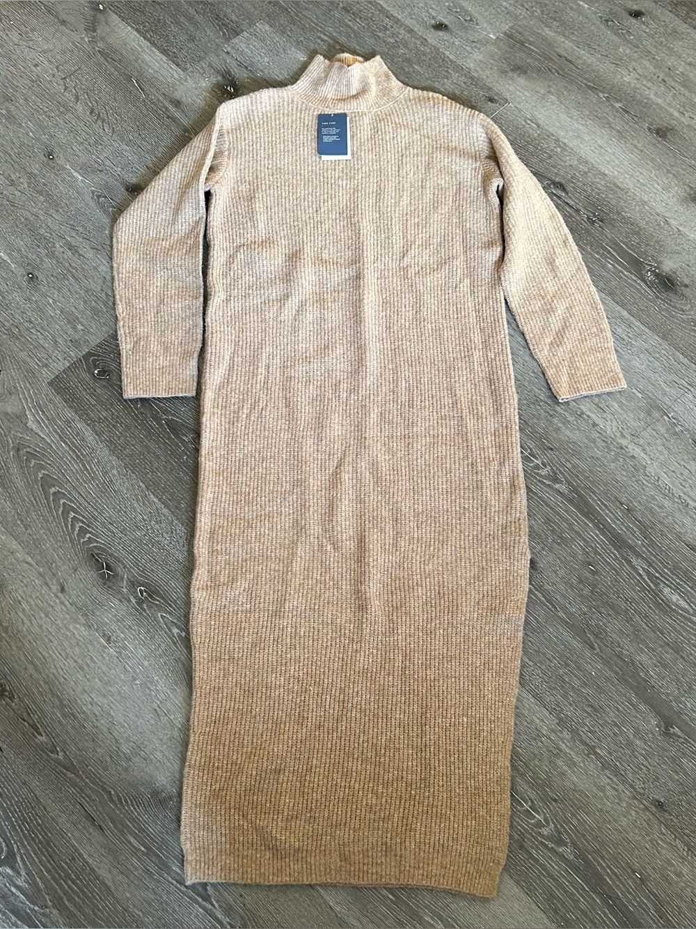NWT XS Universal Thread Tan Maxi Long Sleeve Knit Sweater Dress
